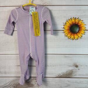 Primary Baby Organic Cotton Purple White Striped Zip Footed Sleeper 0-3 Months‎